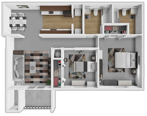 a rendering of a 3d floor plan of a house